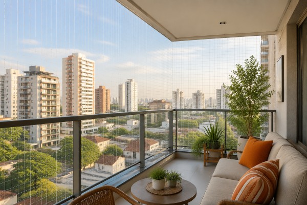 redes para balcones con baranda de vidrio